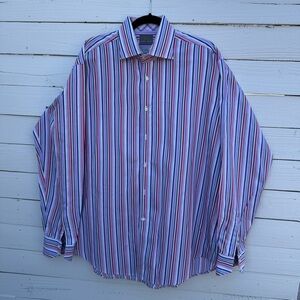 Thomas Dean Multicolor Striped Button-Down Shirt